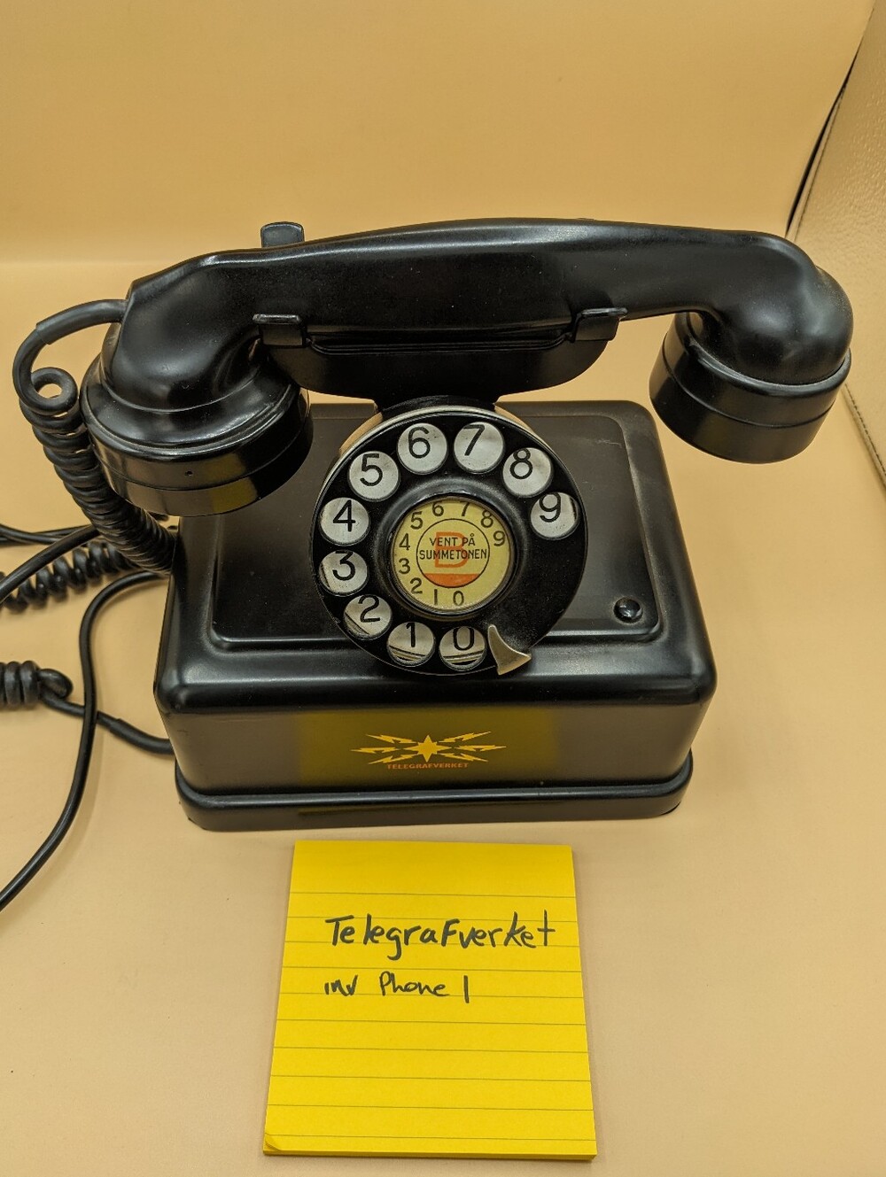 Norway EB Desk Telephone 1948 Black Reverse Rotary Dial Untested Classic Decor